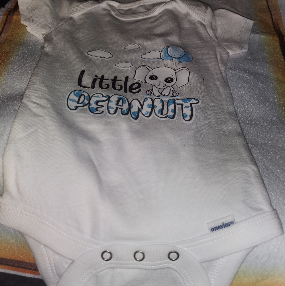 Gerber White and Blue 'Little Peanut' Bodysuit